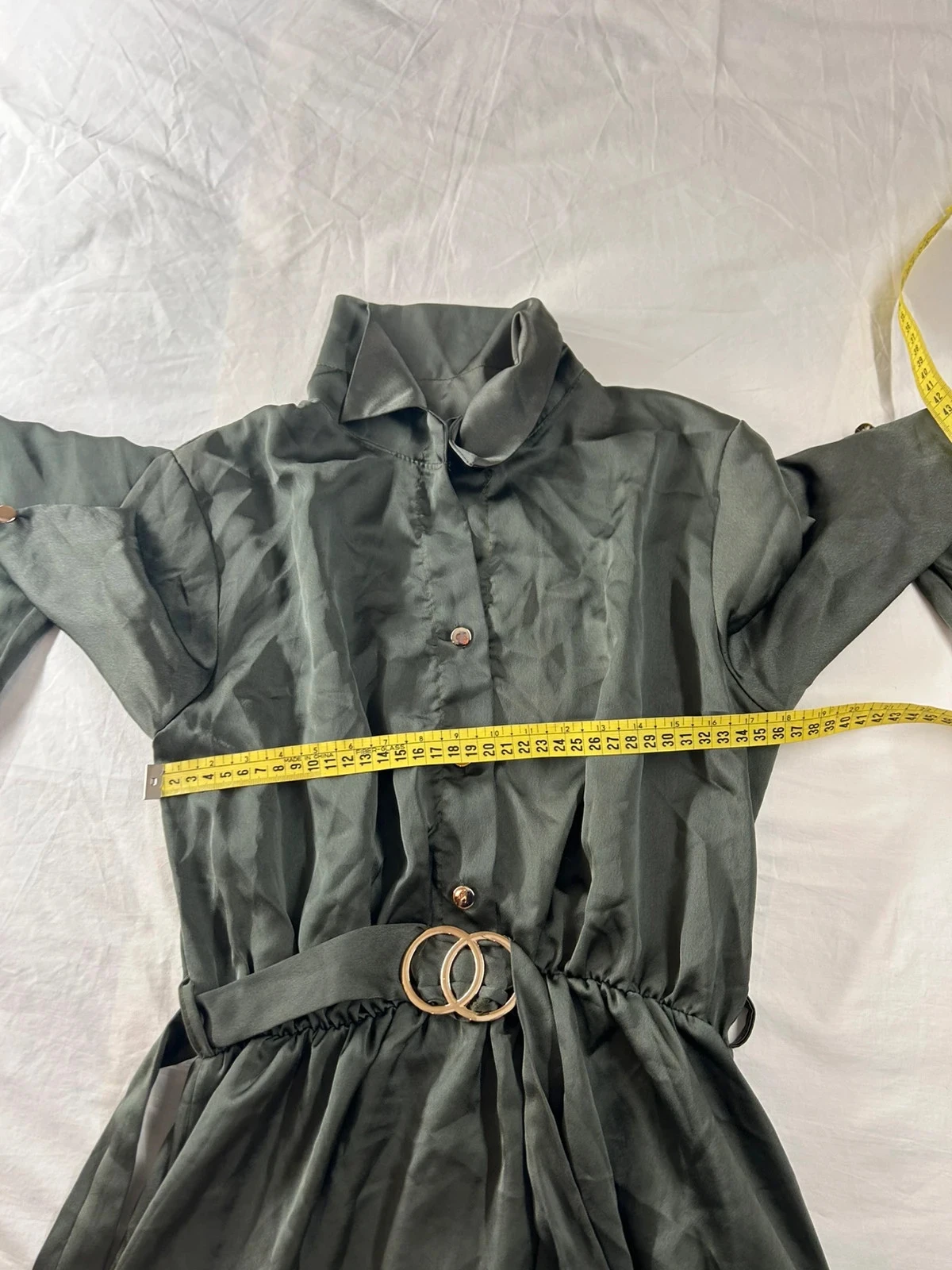 Lange vintage casual jurk donkergroen – photo 7